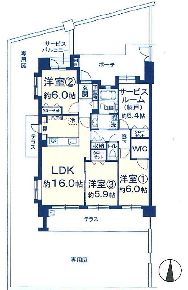 ウィズ大宮(3SLDK) 1階/105号室の間取り図