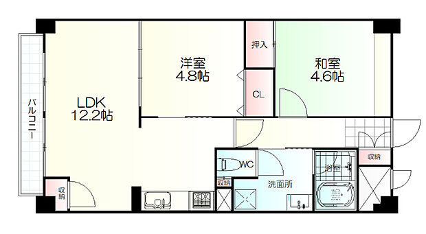 錦町チサンマンション(2LDK) 9階の間取り図