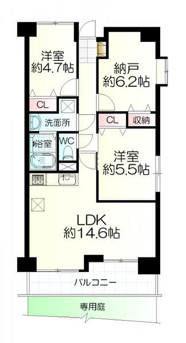 ロイヤルパレス泉中央フィーア(2SLDK) 1階の間取り図