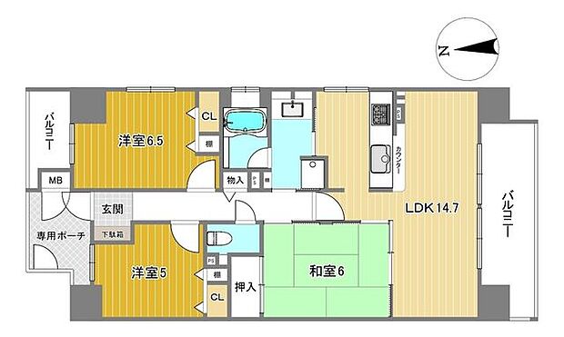 ファミール東加賀屋きらめきの街(3LDK) 3階の間取り図