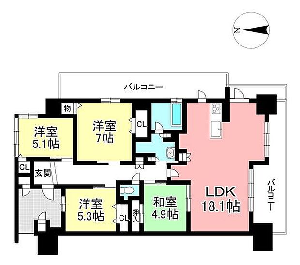 Tステージ田中町(4LDK) 9階の間取り図