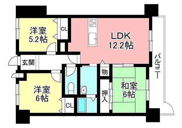 サンマルタ田中2(3LDK) 3階の間取り図