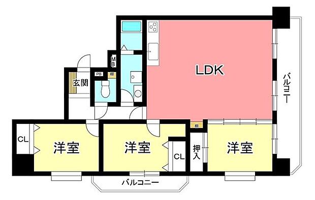 エスポアクレメント光ヶ丘壱番館(3LDK) 1階の間取り図