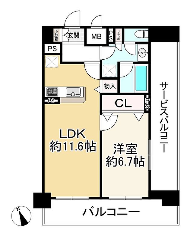 レジュールアッシュ天王寺(1LDK) 8階の間取り図