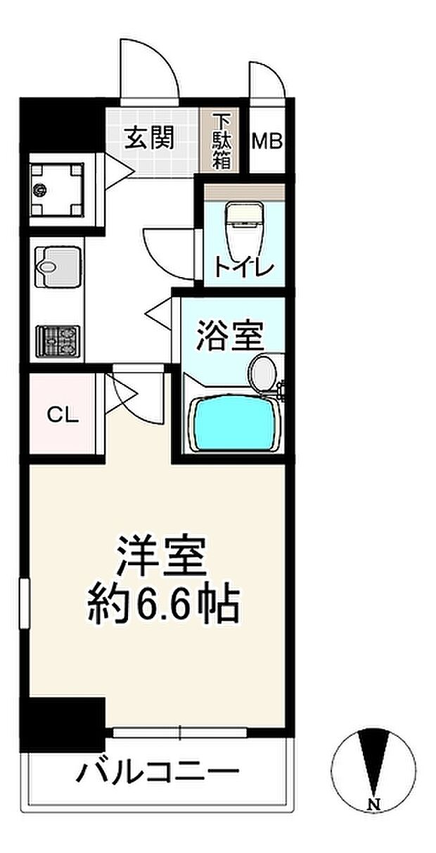アスヴェル天満橋(1K) 6階の間取り図