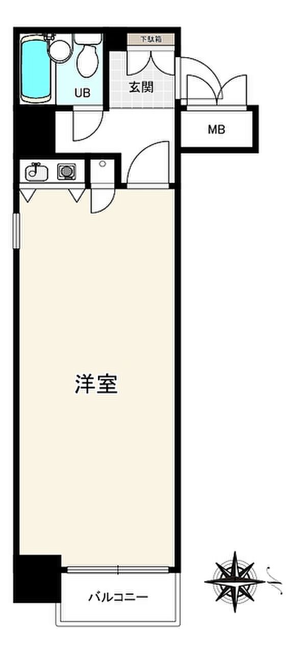 ライオンズマンション西長堀(1R) 2階の間取り図