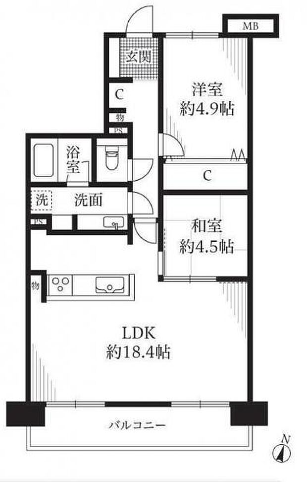 シーアイマンション橋本(2LDK) 3階の間取り図