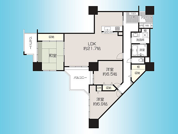 長峰杜の三番街第3号棟(3LDK) 8階の間取り図