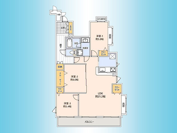 ネオステージ多摩センター(3LDK) 4階の間取り図