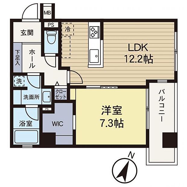 ライトウェーブ相武台(1LDK) 5階の間取り図