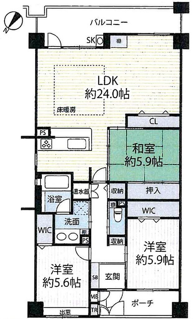 イングス精華台ローズアベニュー(3LDK) 2階の間取り図