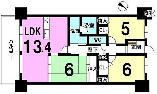 ローレルスクエア高の原5番館(3LDK) 3階の間取り図