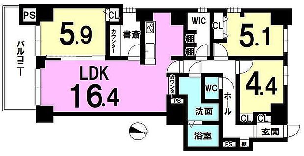 メゾンドール奈良大宮(3LDK) 5階の間取り図