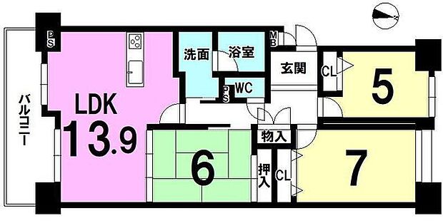 スコーレ東生駒(3LDK) 2階の内観