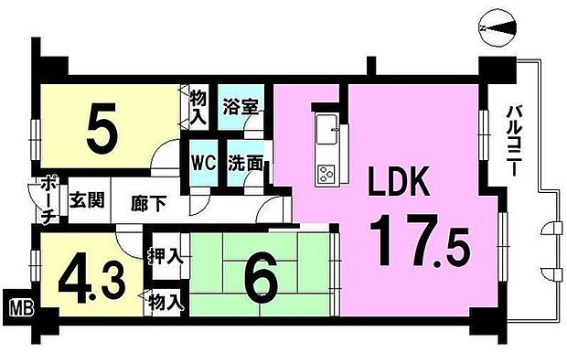 パラツィーナセシリア生駒(3LDK) 1階の間取り図