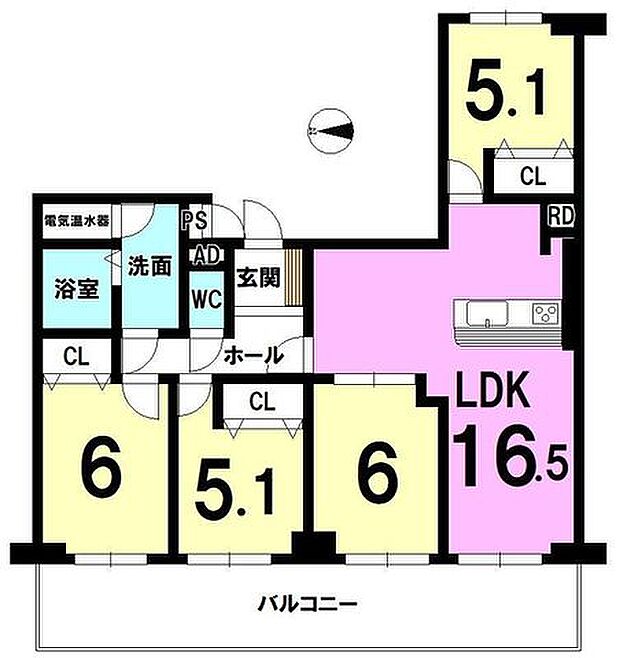 奈良スカイハイツ(4LDK) 3階の間取り図