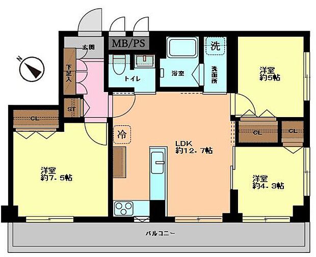 ■8階建て7階部分の南西×南東の角住戸で陽当り・通風良好  ■専有面積：64．86平米の3ＬＤＫ