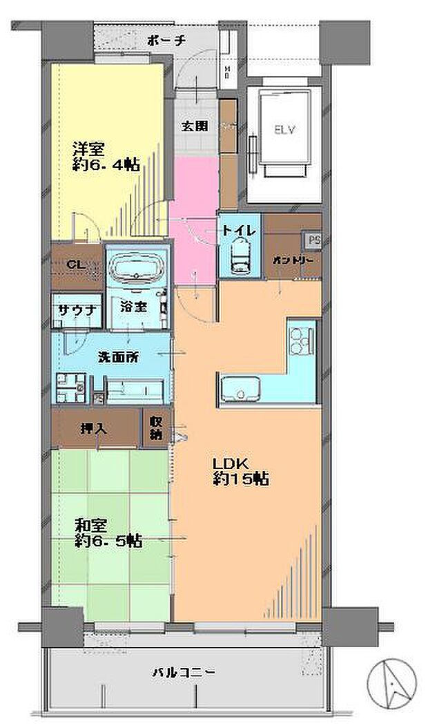ハイホーム板橋小豆沢(2LDK) 4階の間取り図