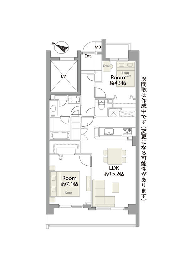 幡ケ谷ハイムグランシス(2LDK) 3階の間取り図