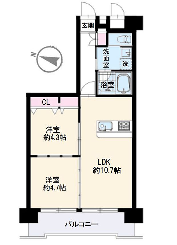 群峰川口本町マンション(2LDK) 4階の間取り図