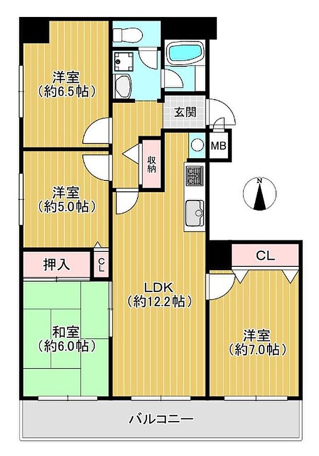 八戸ノ里ニュースカイハイツ(4LDK) 5階の間取り図