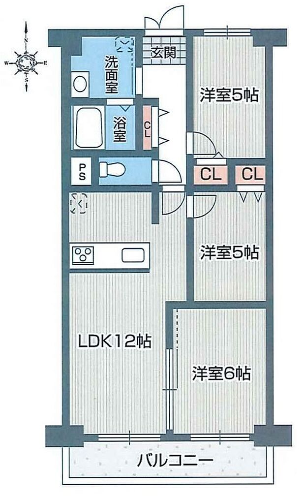 東大阪スカイハイツ(3LDK) 10階の間取り図