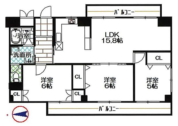 ハイマート弥刀2番館(3LDK) 9階の間取り図