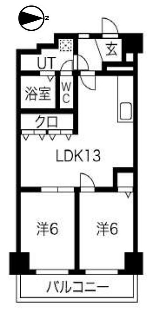 タウンハイツ加美(2LDK) 3階の間取り図