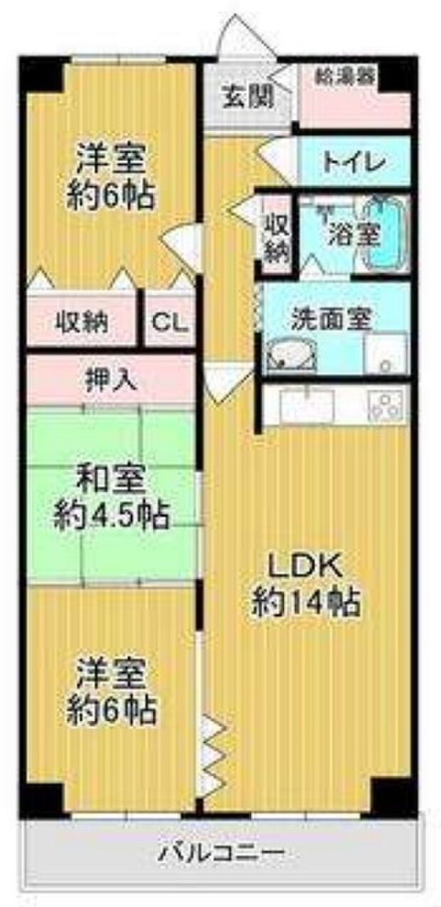八戸ノ里ニュースカイハイツ(3LDK) 14階の間取り図