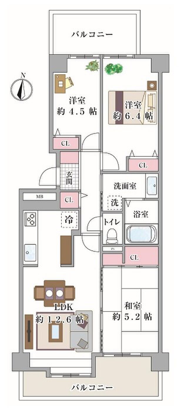 パークハイム山坂(3LDK) 13階の間取り図