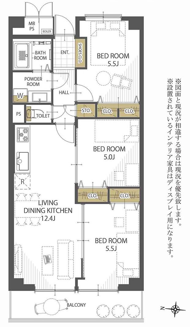 八戸ノ里第3ガーデンハイツA棟(3LDK) 14階の間取り図