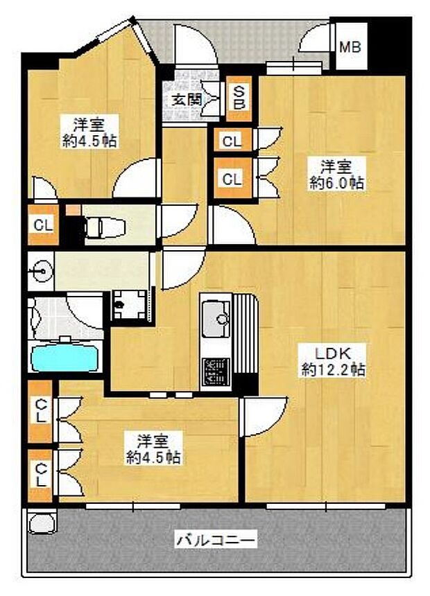 アンビエントフレア美章園(3LDK) 9階の間取り図