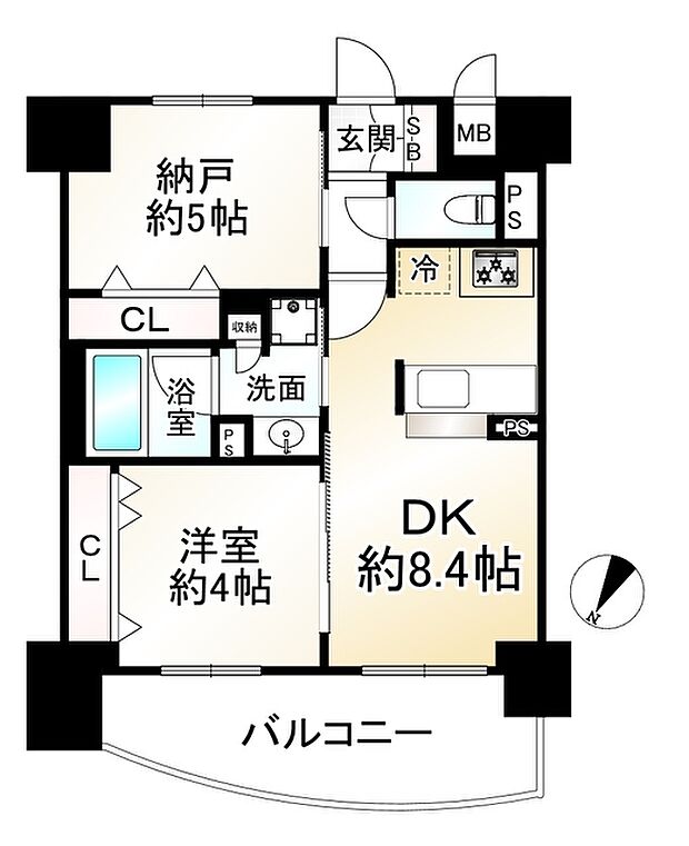 エステムプラザ京都河原町通IIレジデンシャル(1SDK) 4階の間取り図