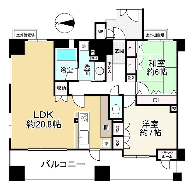 リソシエレスティーナ御所南(3LDK) 4階の間取り図