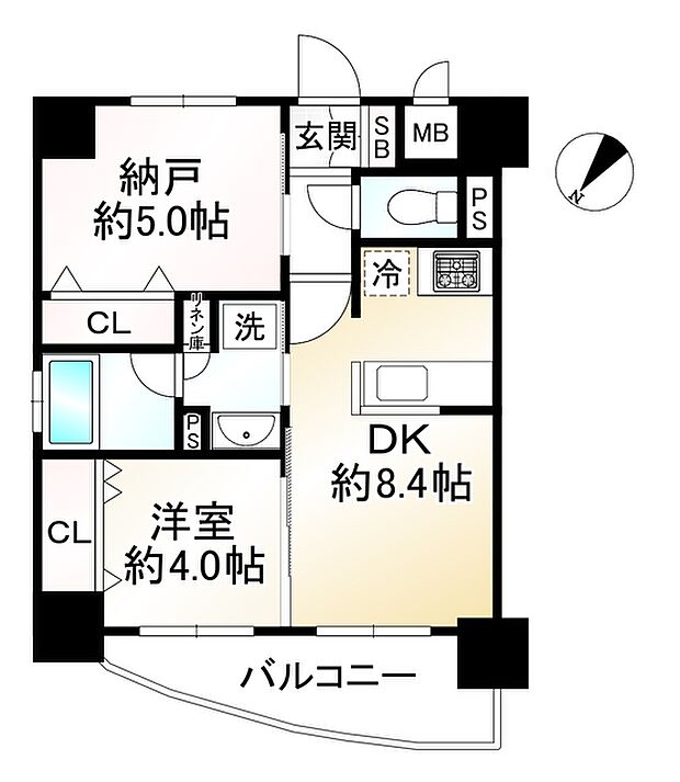 エステムプラザ京都河原町通IIレジデンシャル(1SDK) 11階の間取り図