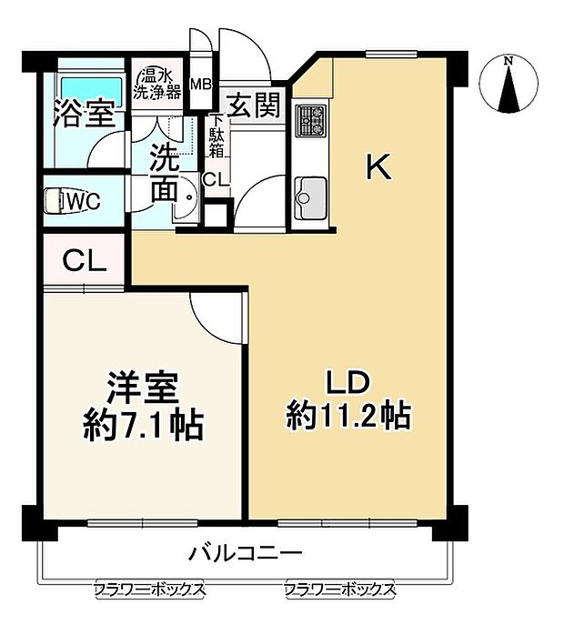 グランフォルム清水別邸(1LDK) 2階の間取り図