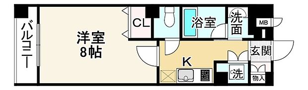 アスヴェル京都東山五条(1K) 3階の間取り図