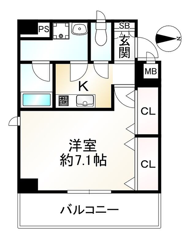 アスヴェル京都東寺前II(1K) 1階の間取り図