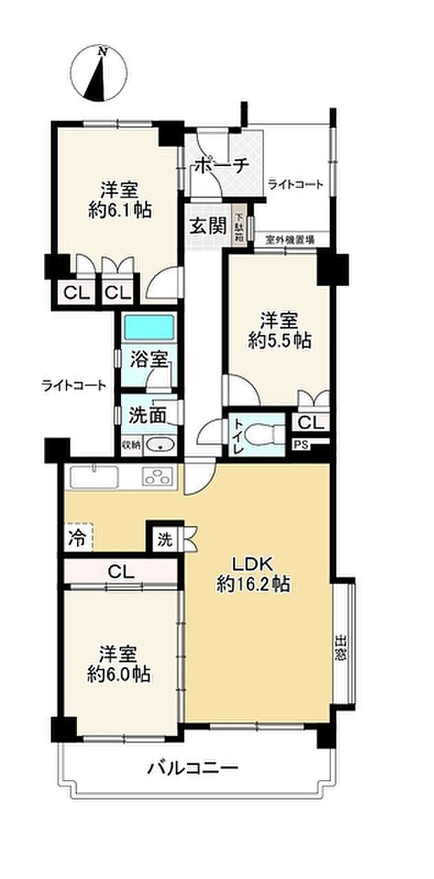 ライツ富士見台(3LDK) 3階の間取り図