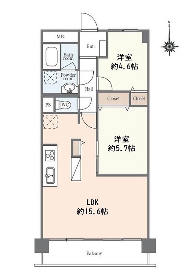 石神井公園ヒミコマンション(2LDK) 6階の間取り図
