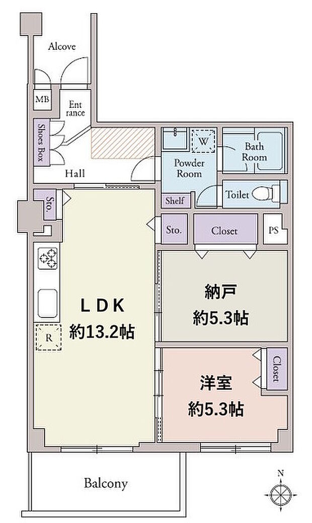 サニーハイツ富士見台(1SLDK) 4階の間取り図