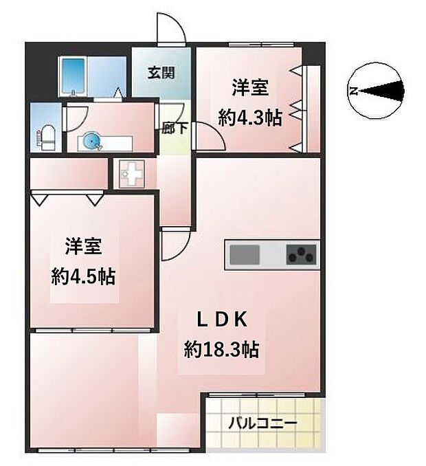 豊玉南住宅(2LDK) 14階の内観