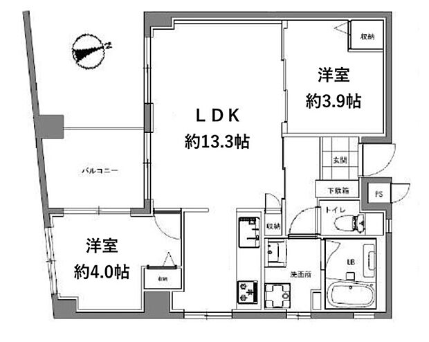ブリエ江古田(2LDK) 2階の間取り図