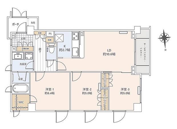 クレストフォルム鷺ノ宮ブライトステージ(3LDK) 3階の間取り図