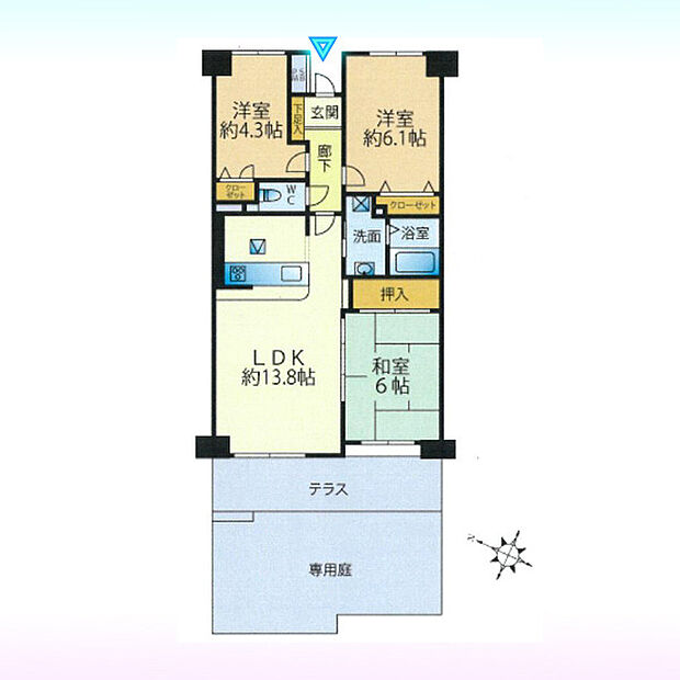 ネオマイム北浦和(3LDK) 1階の間取り図