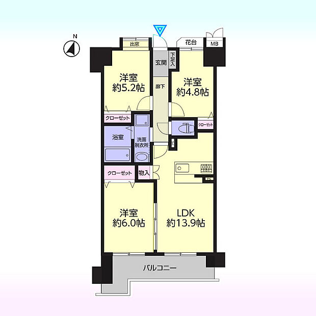 セザール大宮土呂(3LDK) 6階の間取り図