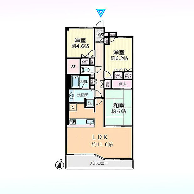 大宮シティタワー(3LDK) 2階の間取り図