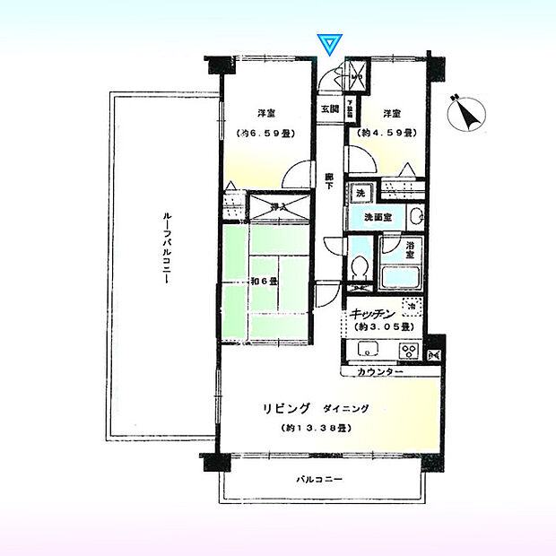 ベルドゥムール越谷湯元温泉(3LDK) 6階の間取り図