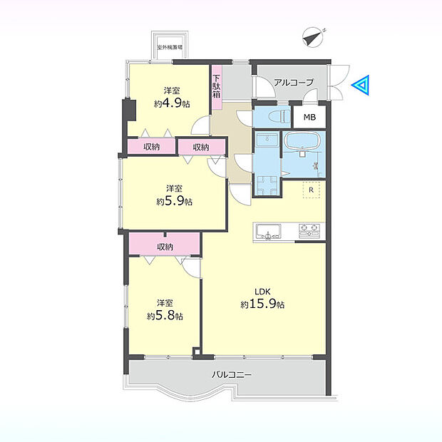 ライオンズマンション春日部豊春(3LDK) 2階の間取り図