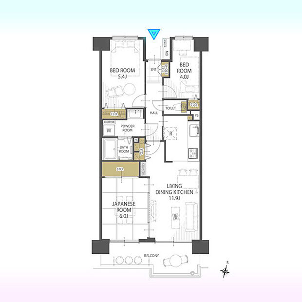 大宮西パーク・ホームズ(3LDK) 4階の間取り図